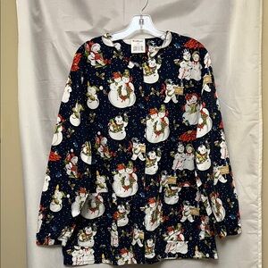 Festive Snowman Print Medical /office Jacket
     X7